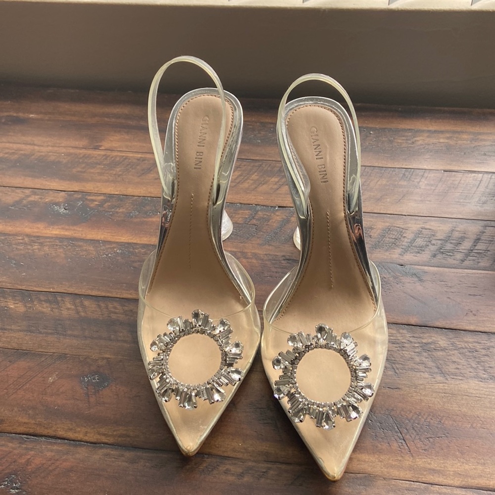 Gently worn clear heels.